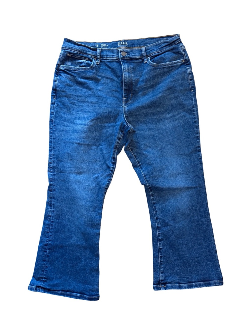 A.n.a high rise cropped flare Women's Blue Denim Bootcut Jeans sz 16  #187